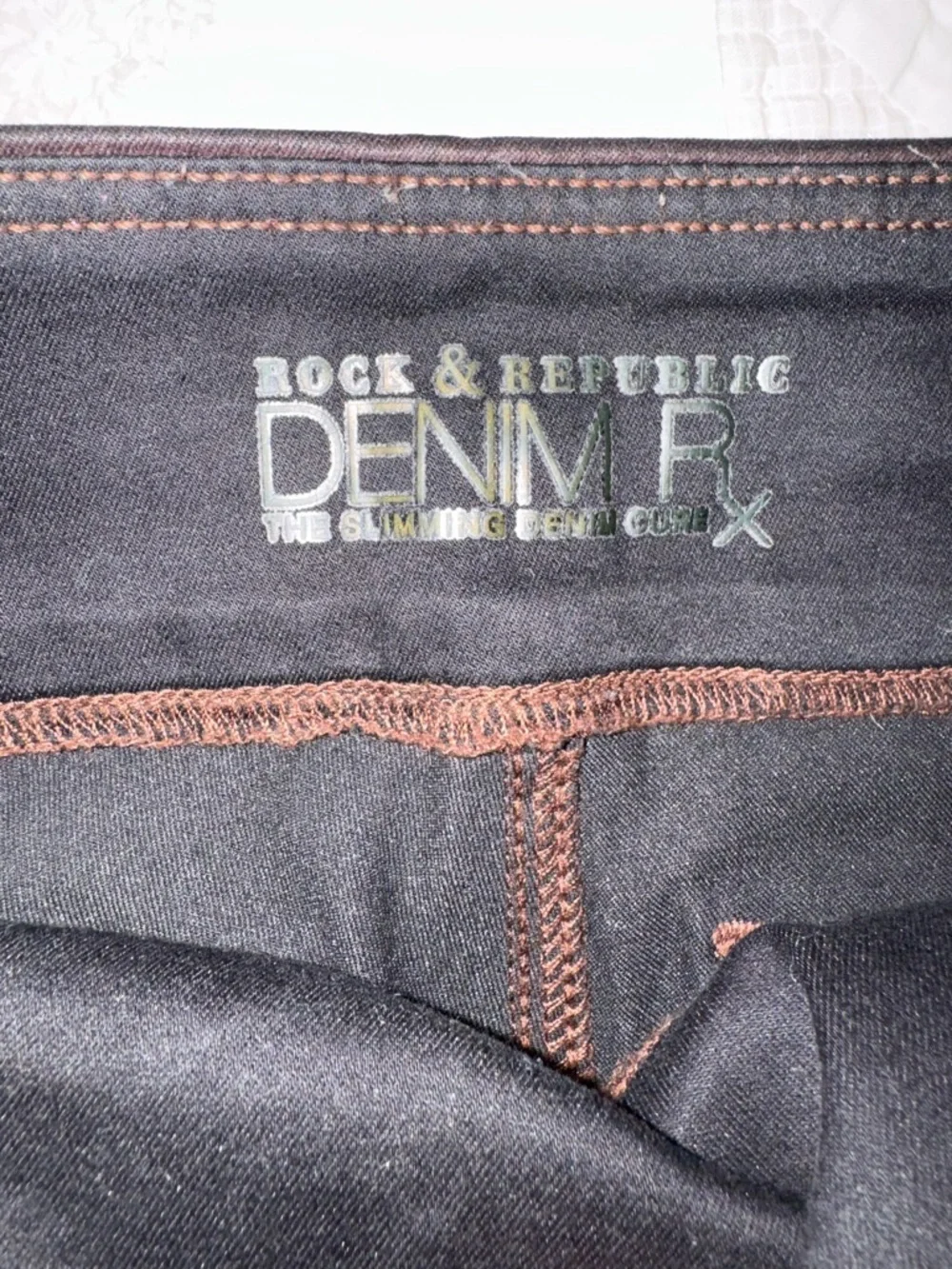 Rock & Republic Coated Skinny Jeans Brown Faux Leather Look Size 2